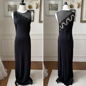 Rimini by Shaw Stretchy Black Sleeveless Column Dress Formal Gown Black 8